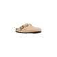Beige Leather Clogs