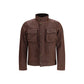 Brown Cotton Biker Jacket