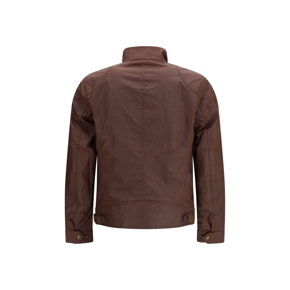 Brown Cotton Biker Jacket