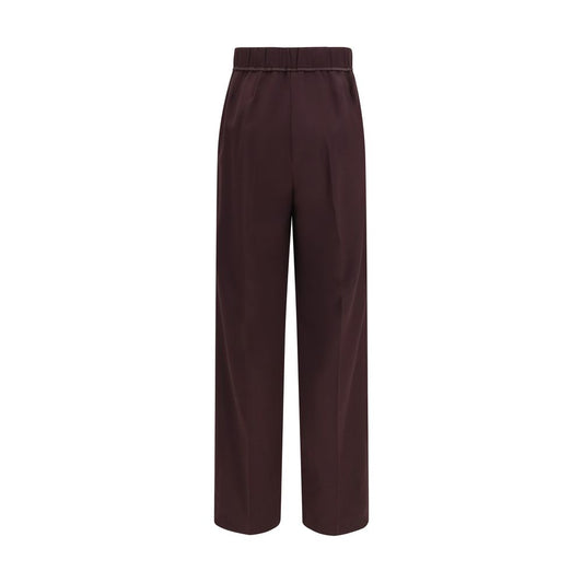 Purple Polyester Casual Pants