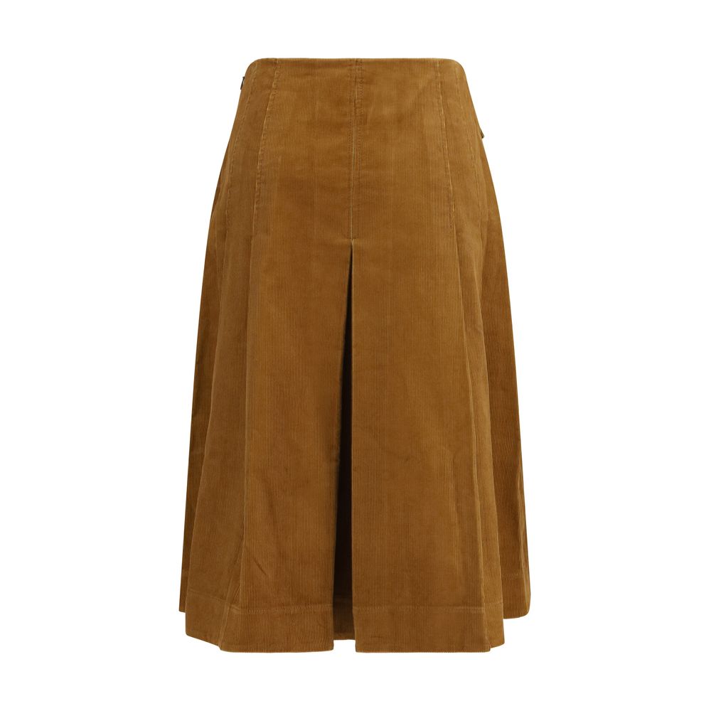 Brown Cotton Long Skirt