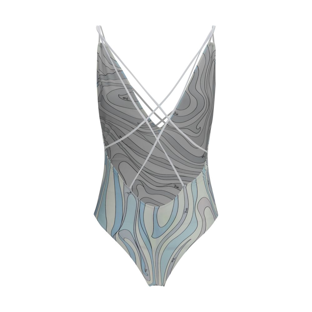 Blue Polyamide One-Piece Swimsuit
