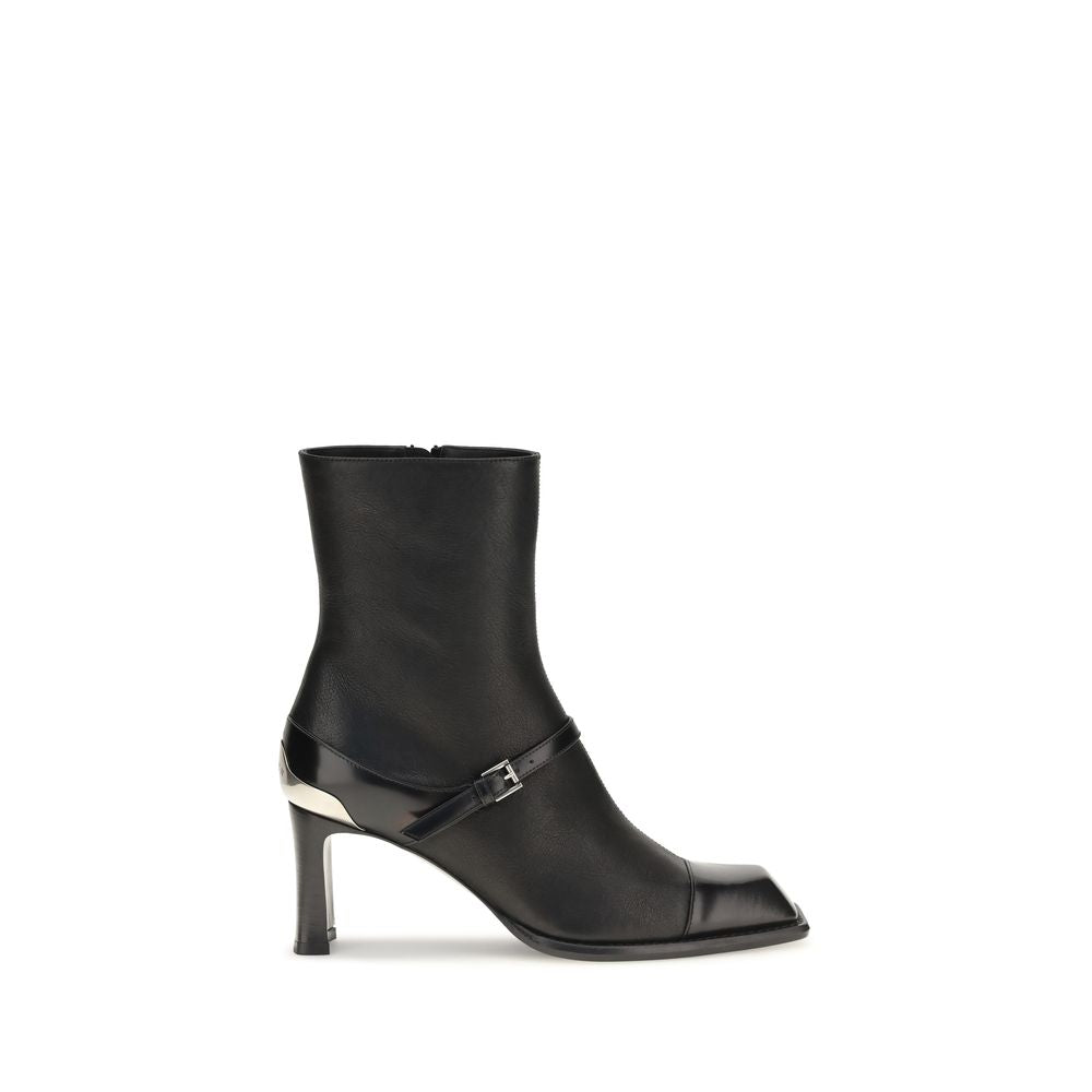 Black Lamb Leather Ankle Boots