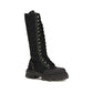 Black Cotton Lace-Up Boots