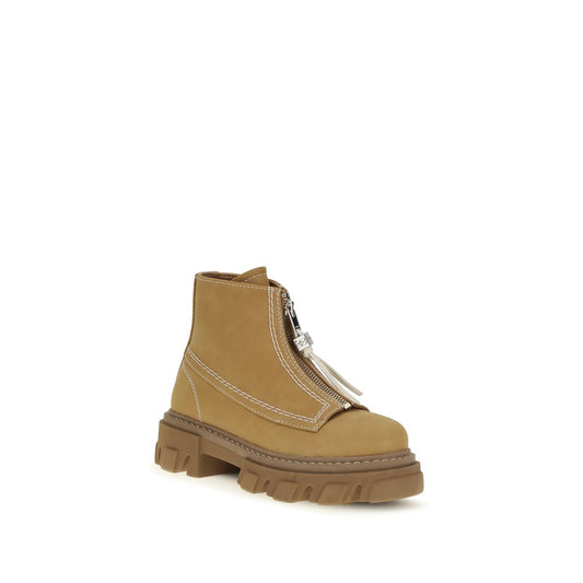 Beige Recycled Leather Flat Boots