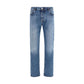 Blue Cotton Tapered Jeans