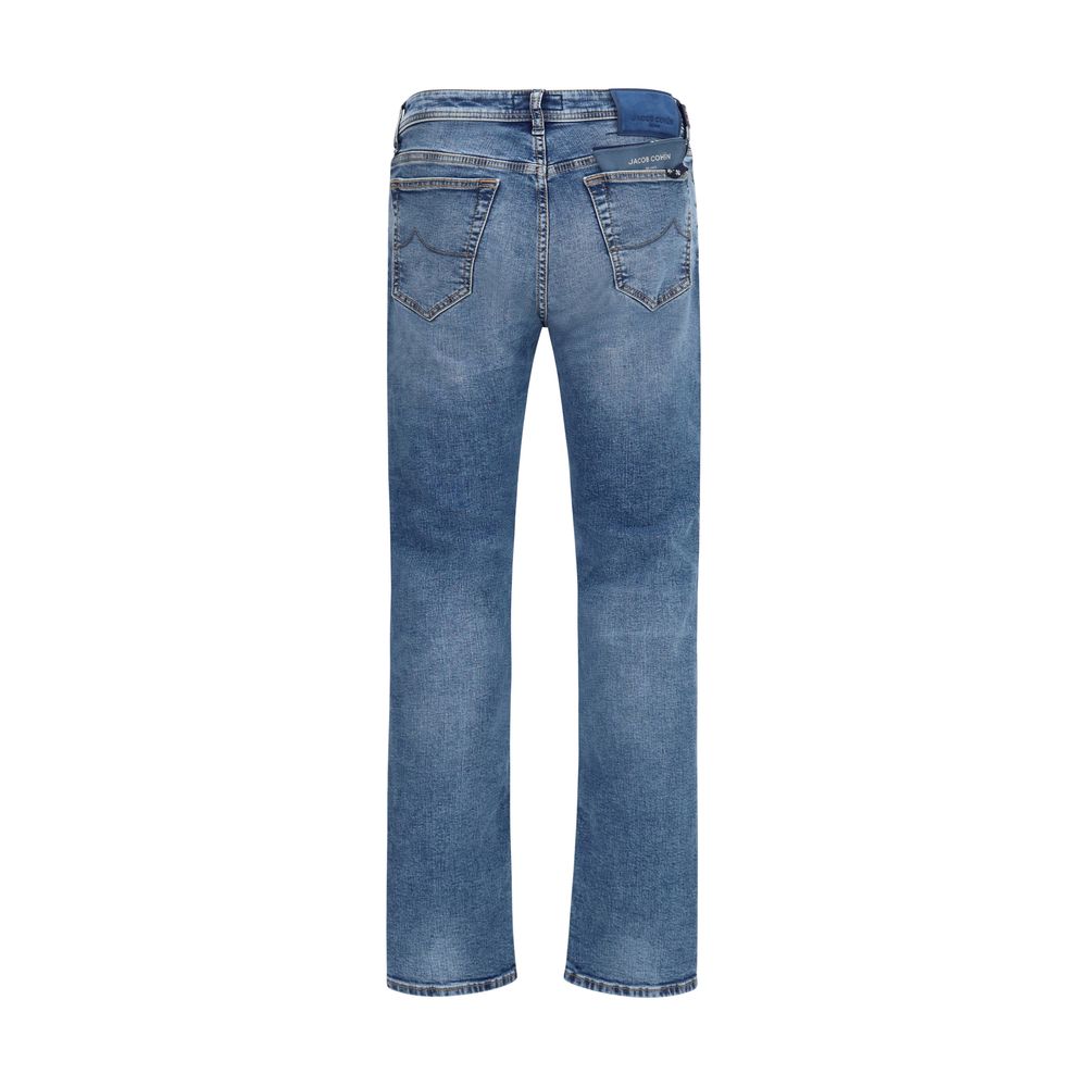 Blue Cotton Tapered Jeans