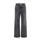 Gray Cotton Straight-Leg Jeans
