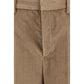Brown Cotton Casual Pants
