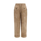 Brown Viscose Casual Pants