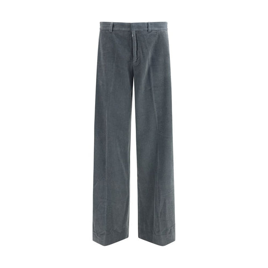Gray Cotton Casual Pants