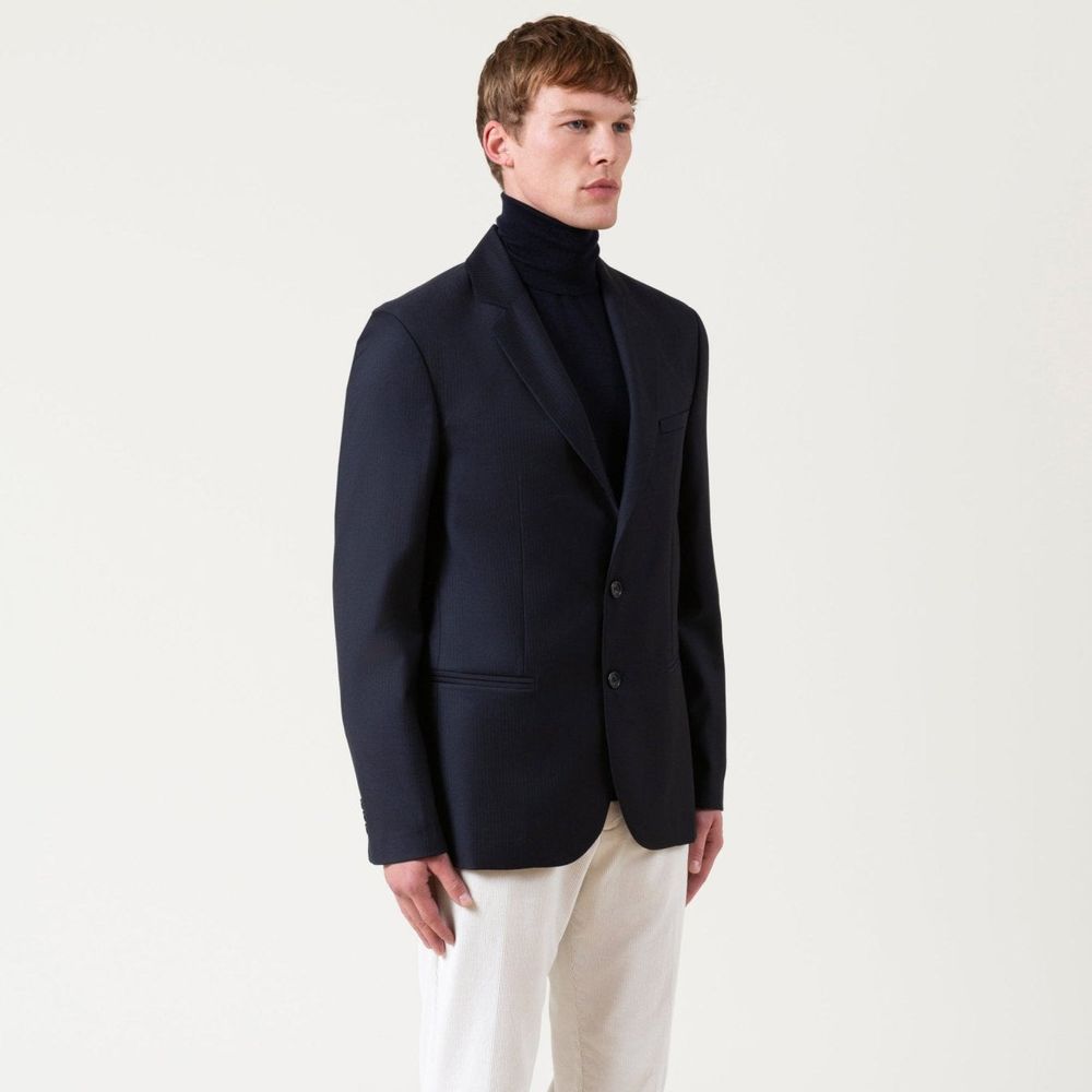Blue Wool Full-Length Jacket