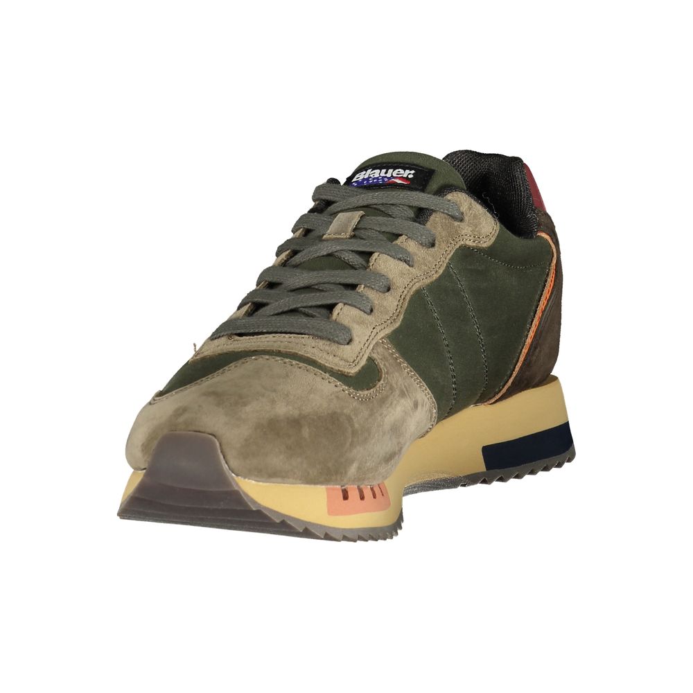 Green Polyester Athletic Sneakers