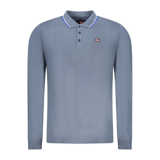 Blue Cotton Men Polo Shirt