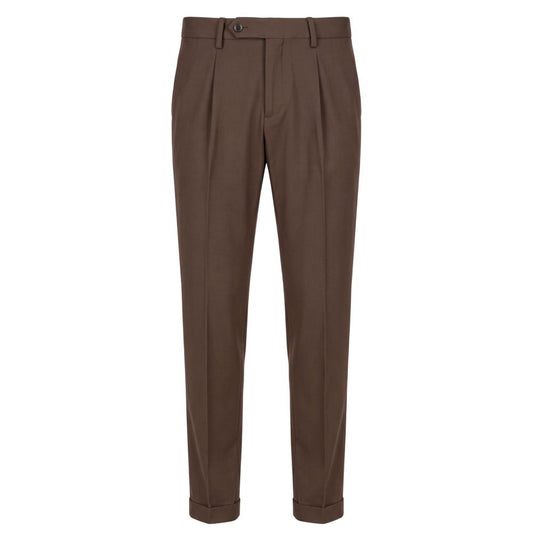 Brown Viscose Men Pants