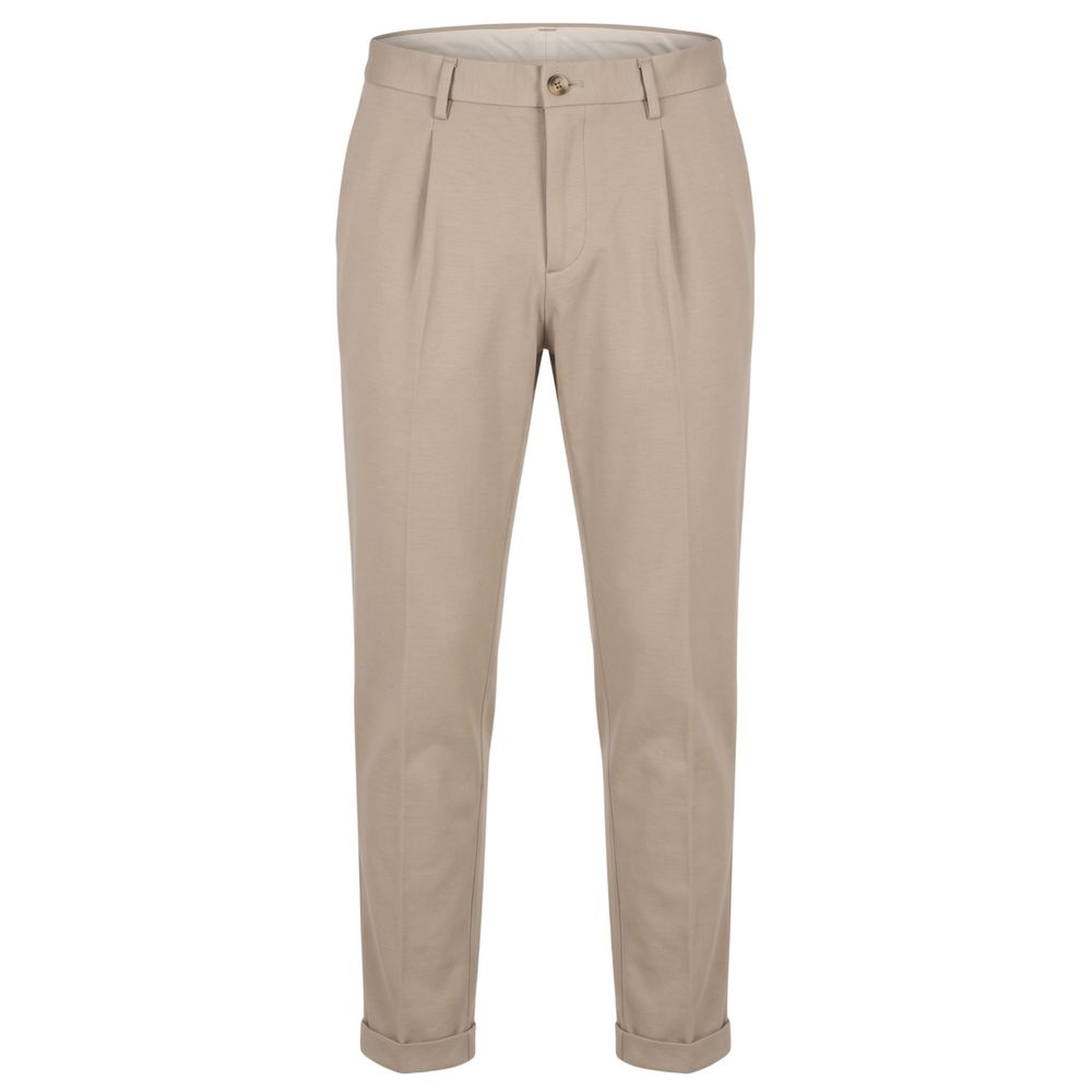 Beige Viscose Men Pants