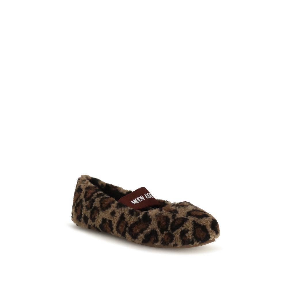 Brown Polyester Ballet Flats