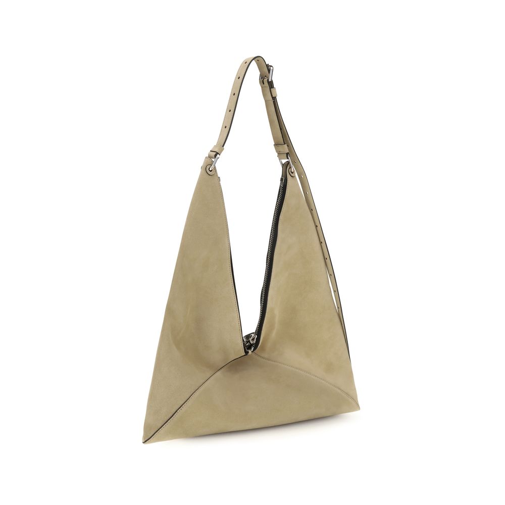 Beige Suede Leather Shoulder Bag