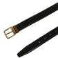 Black Classic Leather Gold Tone Buckle Belt