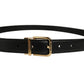 Black Classic Leather Gold Tone Buckle Belt