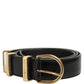 Black Classic Leather Gold Tone Buckle Belt