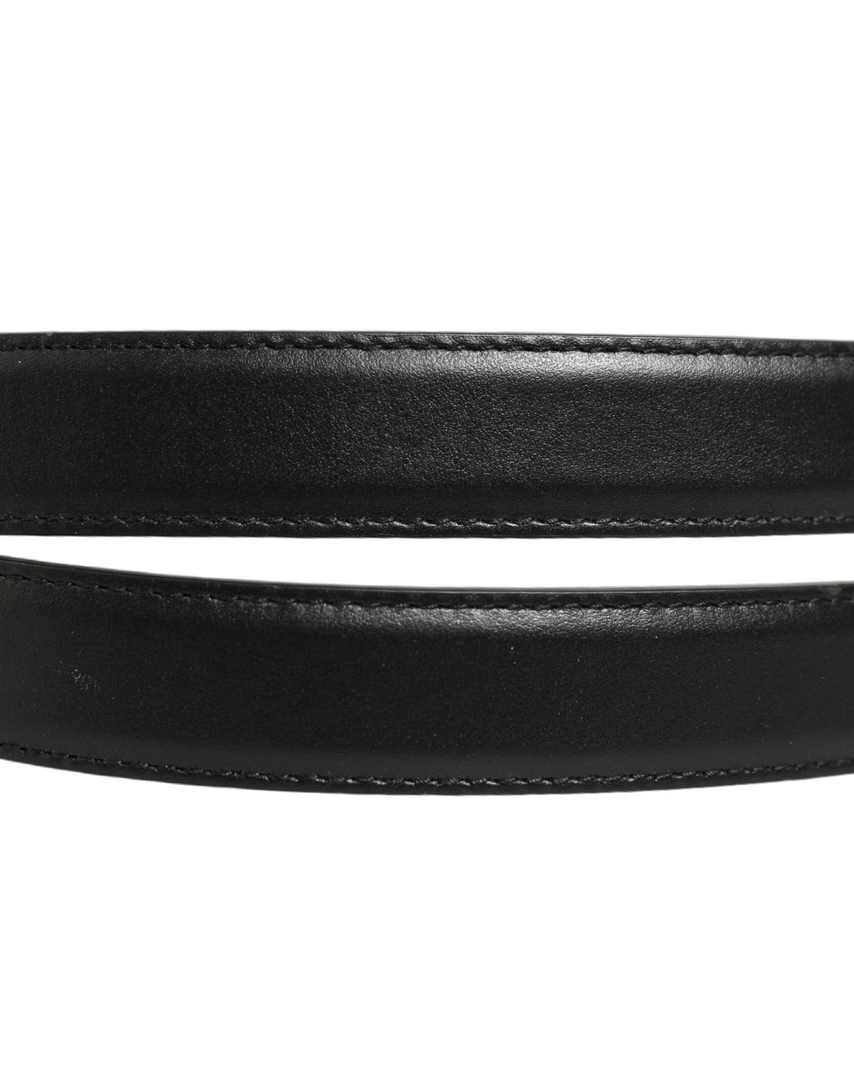 Black Leather Double Wrap Metal Buckle Belt