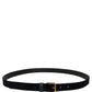 Dark Blue Velvet Gold Tone Metal Buckle Belt
