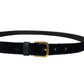 Dark Blue Velvet Gold Tone Metal Buckle Belt