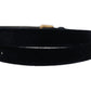 Dark Blue Velvet Gold Tone Metal Buckle Belt