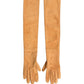 Tan Genuine Leather Suede Elbow Length Gloves
