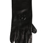 Black Genuine Leather Embossed DG Logo Gloves
