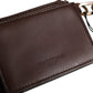 Brown Leather Logo Embossed Key Chain Coin Purse Wallet