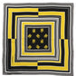 Black Yellow Silk Logo Square Foulard Scarf