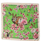 Green Floral Print Silk Square Foulard Scarf