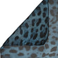 Blue Leopard Print Silk Square Foulard Scarf