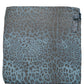 Blue Leopard Print Silk Square Foulard Scarf