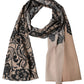 Black Beige Floral Lace Silk Neck Shawl Scarf