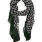 Green White Napoli Silk Gingham Shawl Scarf