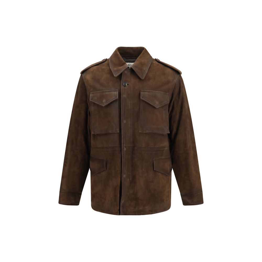 Brown Polyester Full-Length Jacket