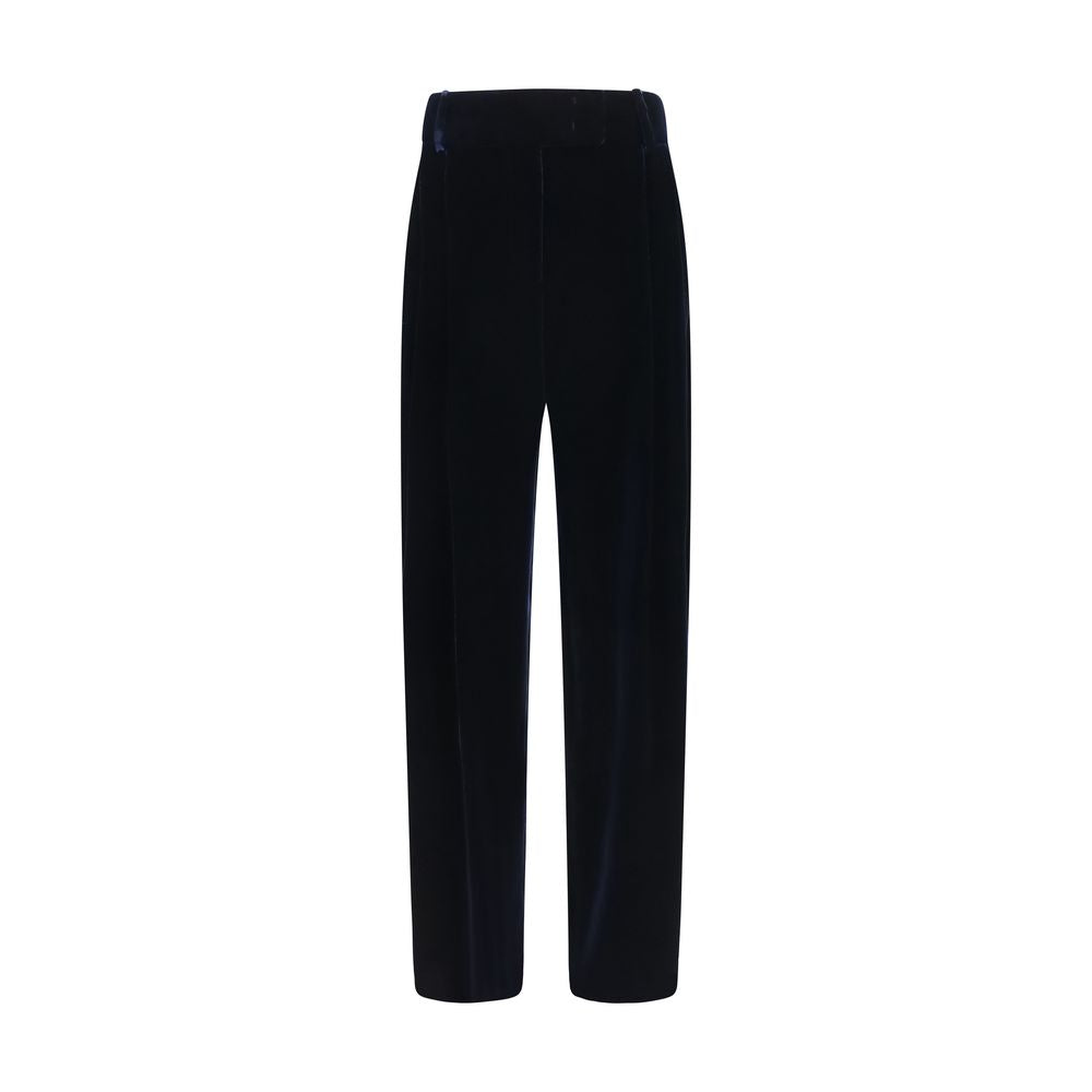 Blue Viscose Casual Pants