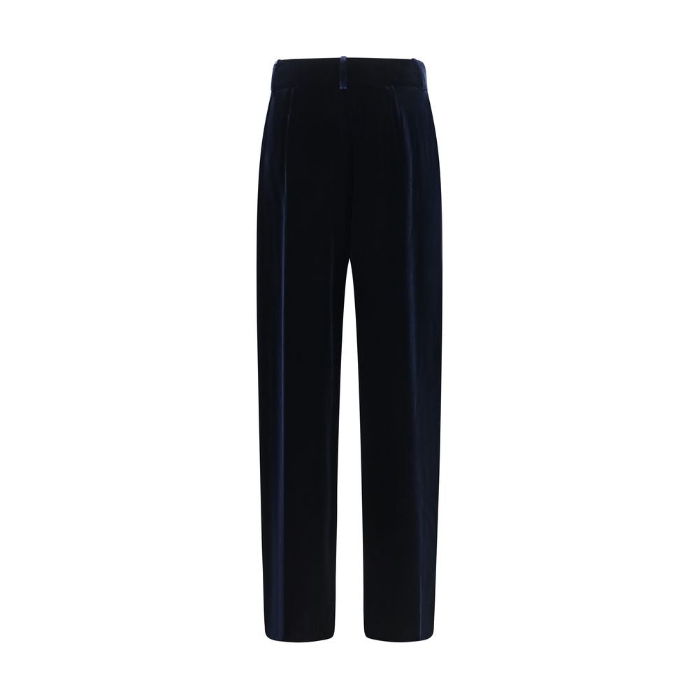 Blue Viscose Casual Pants