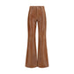 Brown Lambskin Flared Pants
