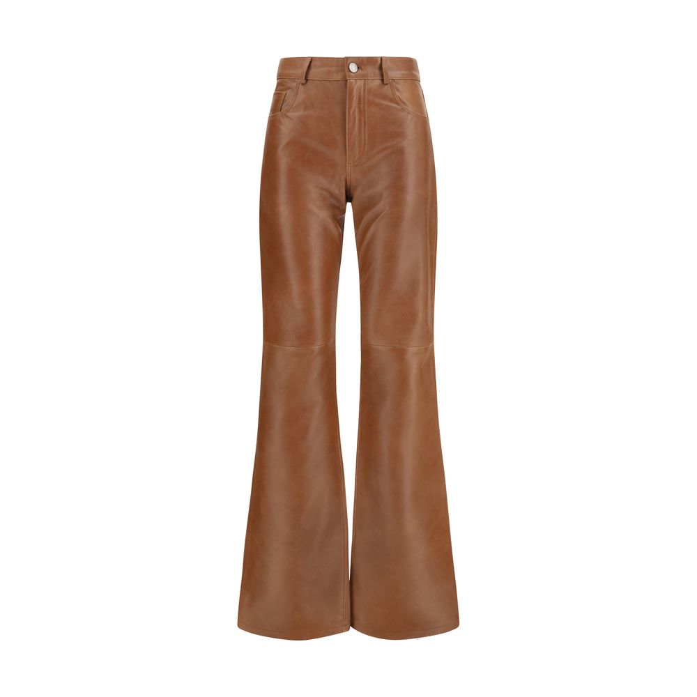 Brown Lambskin Flared Pants