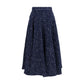 Blue Polyester Long Skirt