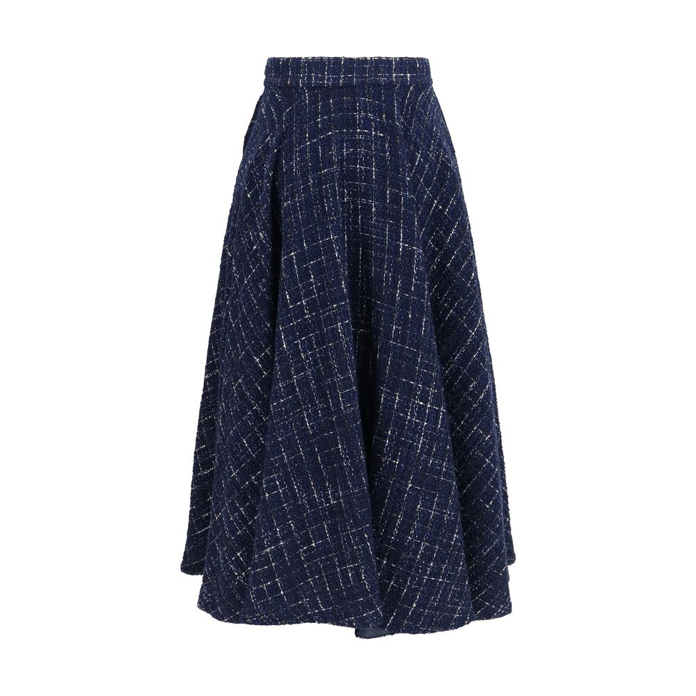 Blue Polyester Long Skirt