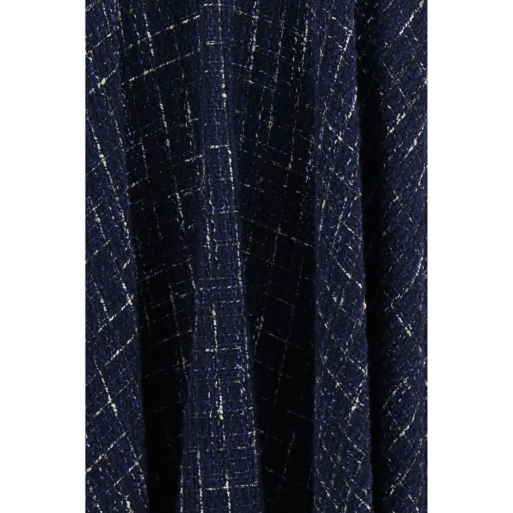 Blue Polyester Long Skirt