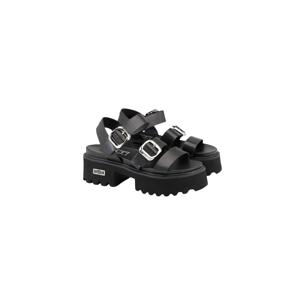 Black Leather Platform Sandals