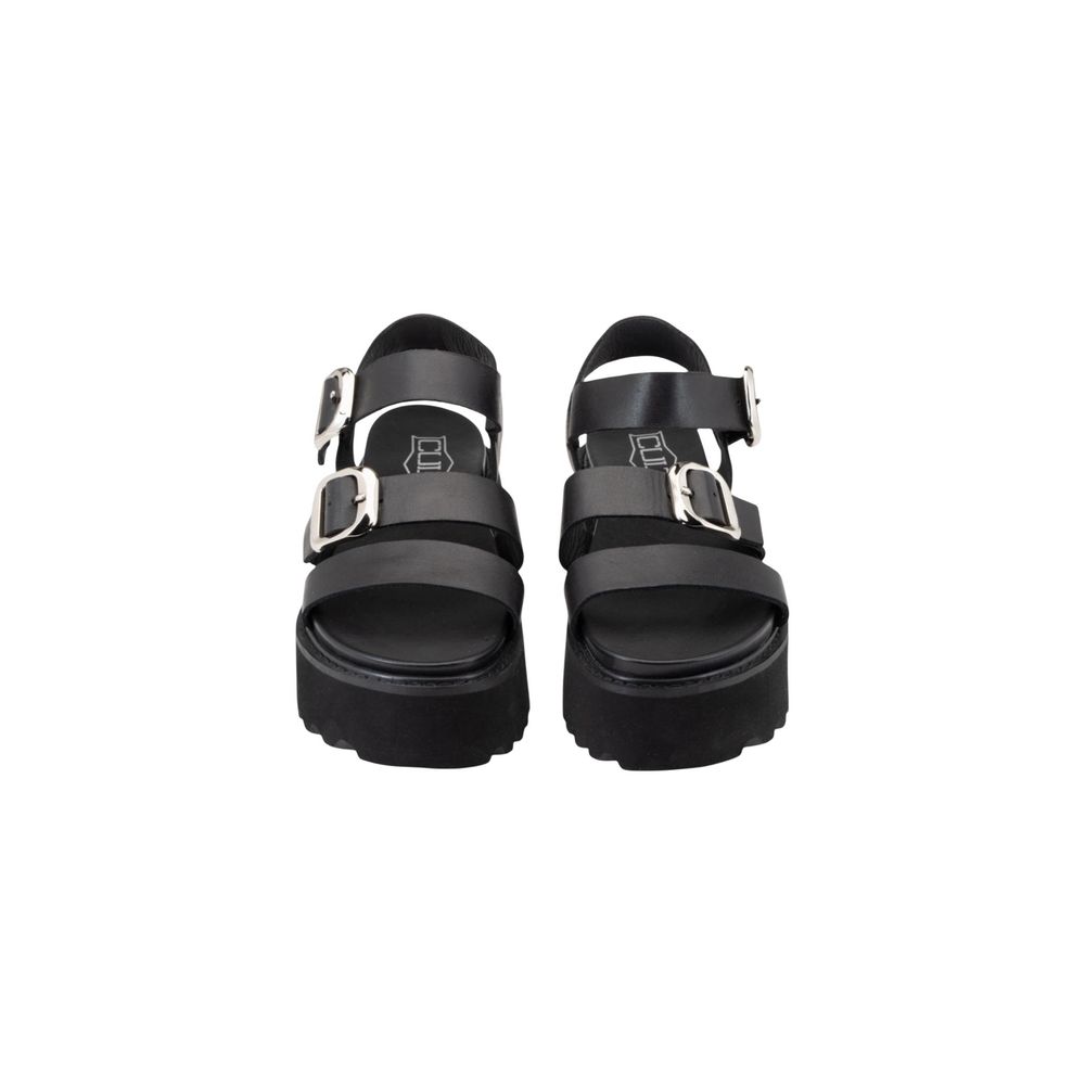 Black Leather Platform Sandals
