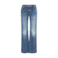 Blue Cotton Bootcut Jeans