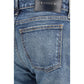 Blue Cotton Bootcut Jeans